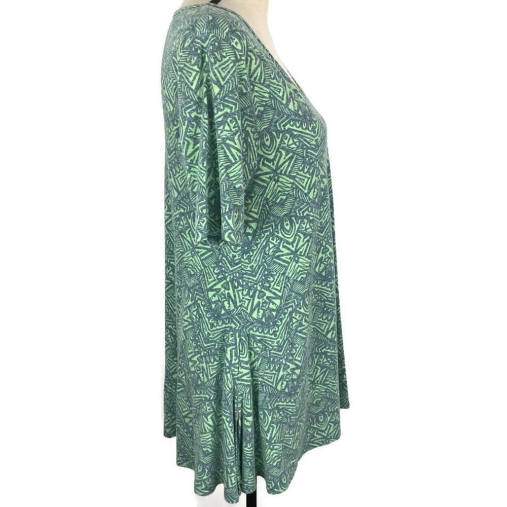 Lularoe Perfect T Blouse Green Gray Aztec Hi Low Swing Top Womens Sz Small - Picture 2 of 11